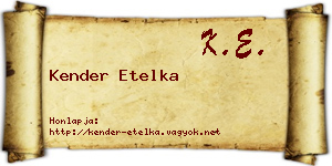 Kender Etelka névjegykártya